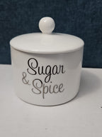 Ceramic Sugar Bowl with Lid | "Sugar & Spice"