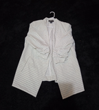 Rachel Zoe Open Front Blazer Women's S White Black Check 3/4 Sleeve Ruche Size L