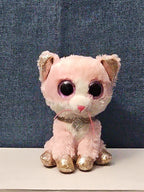 Ty Beanie Boos Fiona Pink Cat Plush | Glitter Eyes & Gold Feet | 6-9"