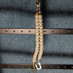 Faux Pearl Purse Charm Gold Silver Tone Letter U