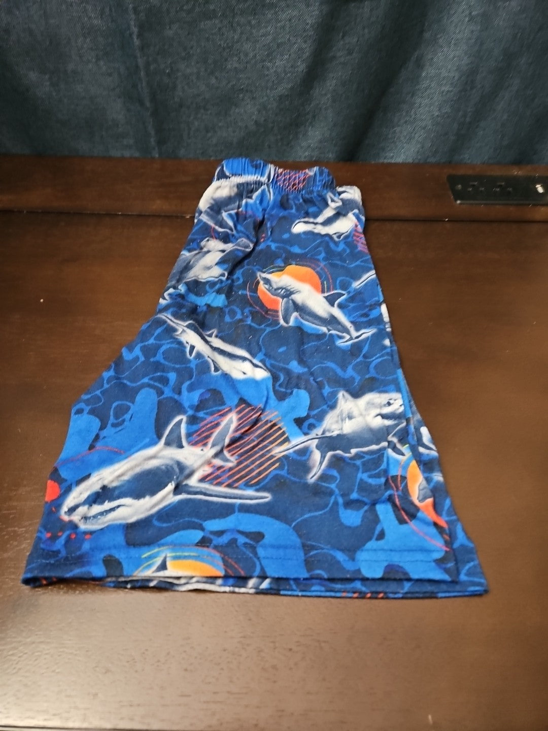 The Children's Place Boys Shark Sleep Shorts Size 7/8 Medium Blue Ocean Pajamas