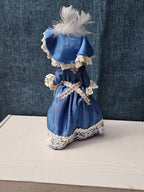 Vintage Brussels Souvenir Doll | 6" Belgium Blue Dress | "Bruxelles" Lace Apron