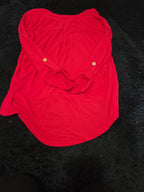 Michael Kors Blouse Red Zip Top Women Large Roll Tab Sleeve Jersey Shirt Used