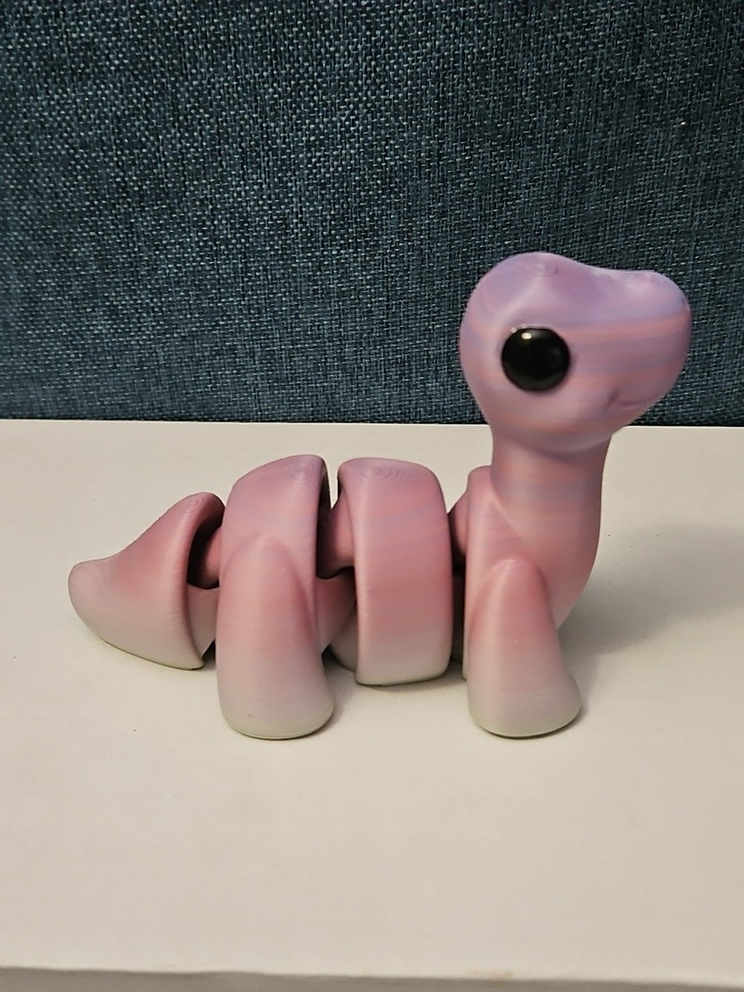 Mini Articulated Brontosaurus Fidget Toy | 3D Printed Dinosaur | Pink Purple