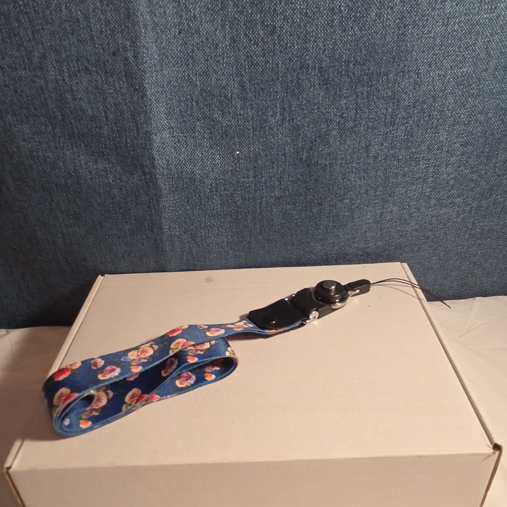 Blue Floral Phone Lanyard Quick Release Detachable Strap Loop