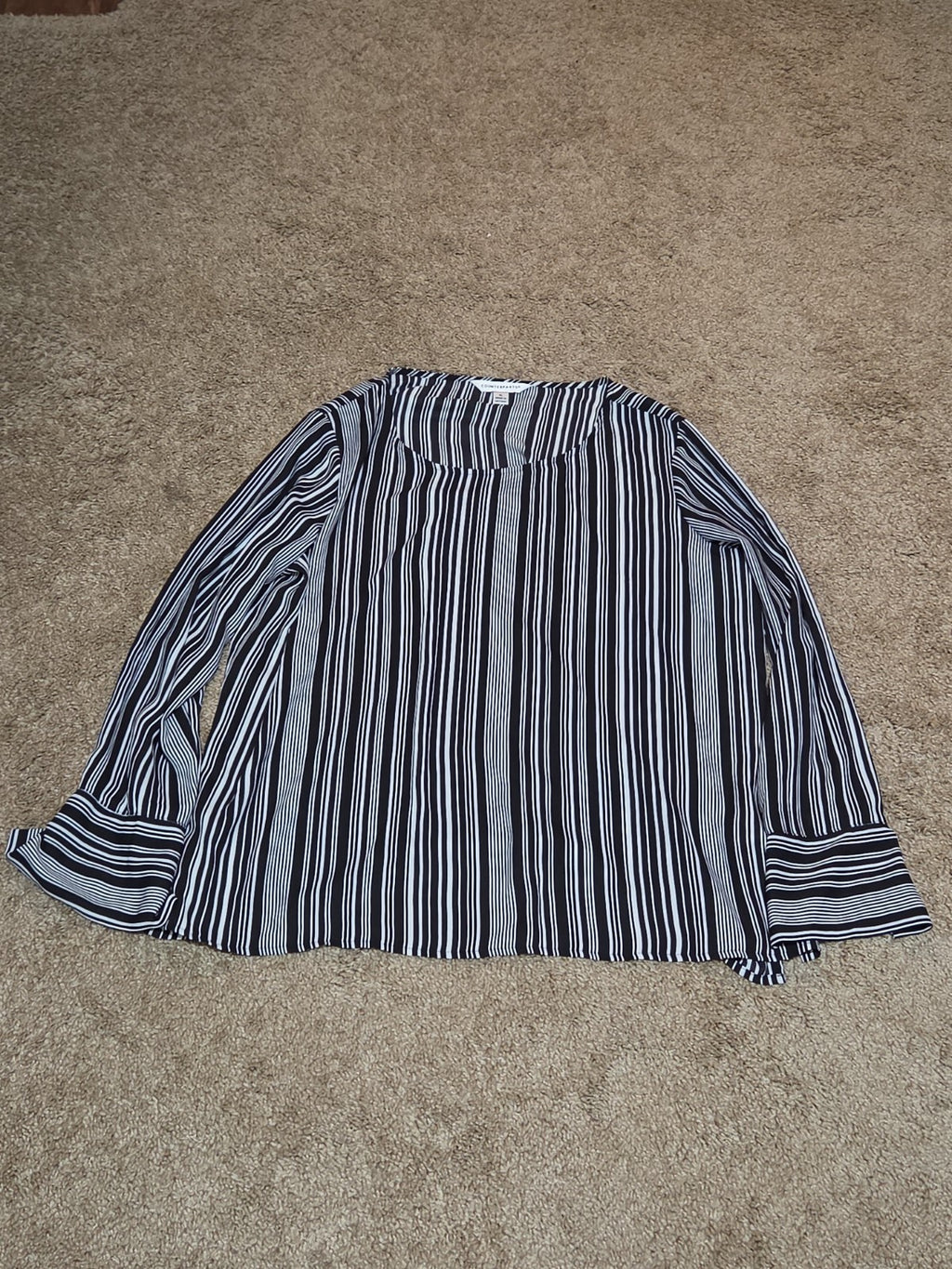 Counterparts Striped Blouse Women XL Black White Long Sleeve Top