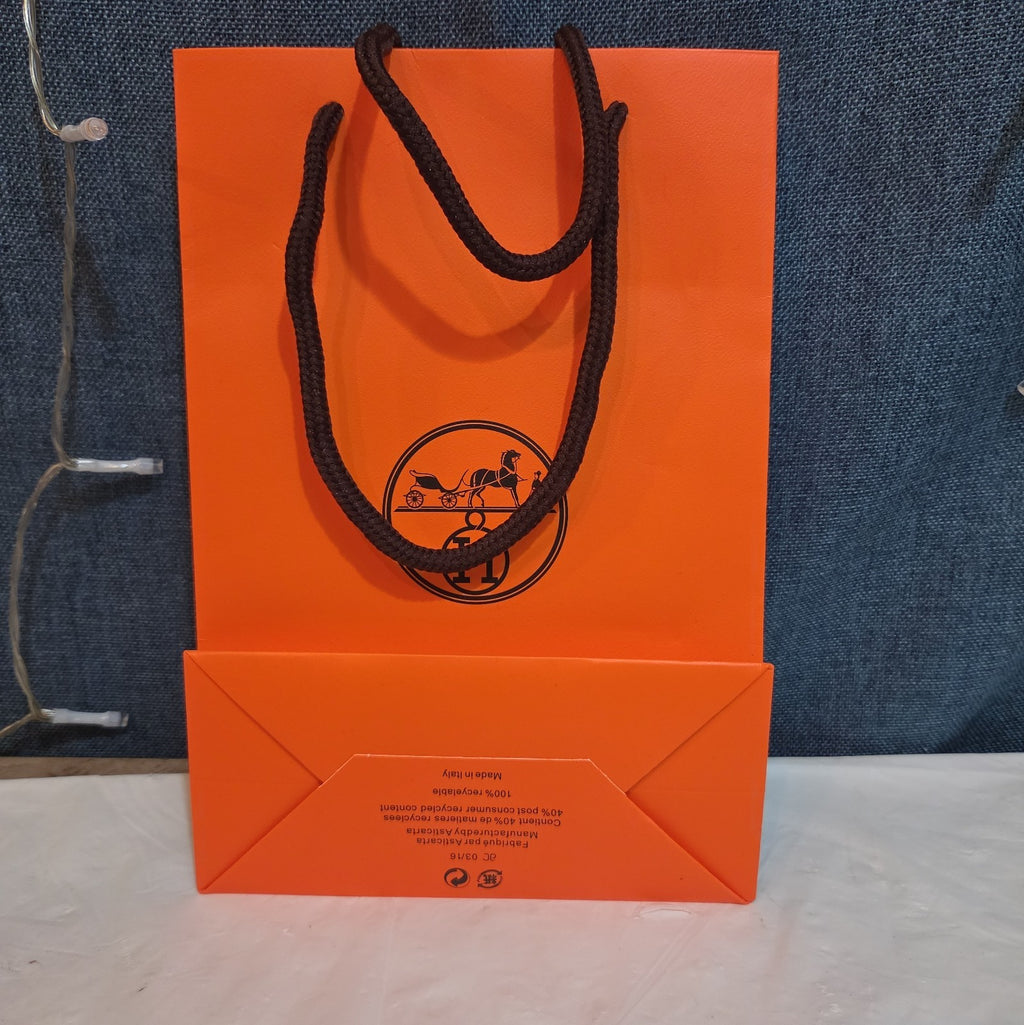 Hermes Small Orange Shopping Bag Authentic Paper Gift Tote Luxury Decor