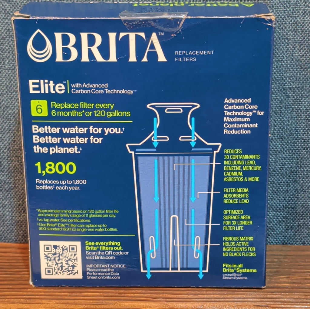 Brita Elite Replacement Water Pitcher Filters 2 Count Pack NIB 6 Month