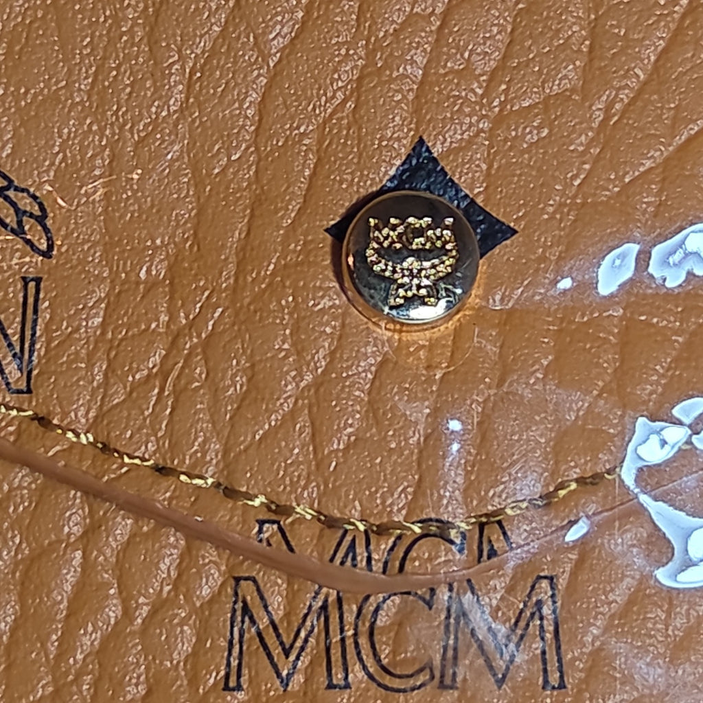 MCM Visetos Envelope Pouch Cognac Monogram Beauty Clutch NIB 200838