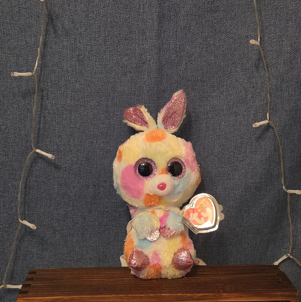 Ty Beanie Boos Bloomy Pastel Bunny Plush 6" Glitter Eyes Easter Bunny
