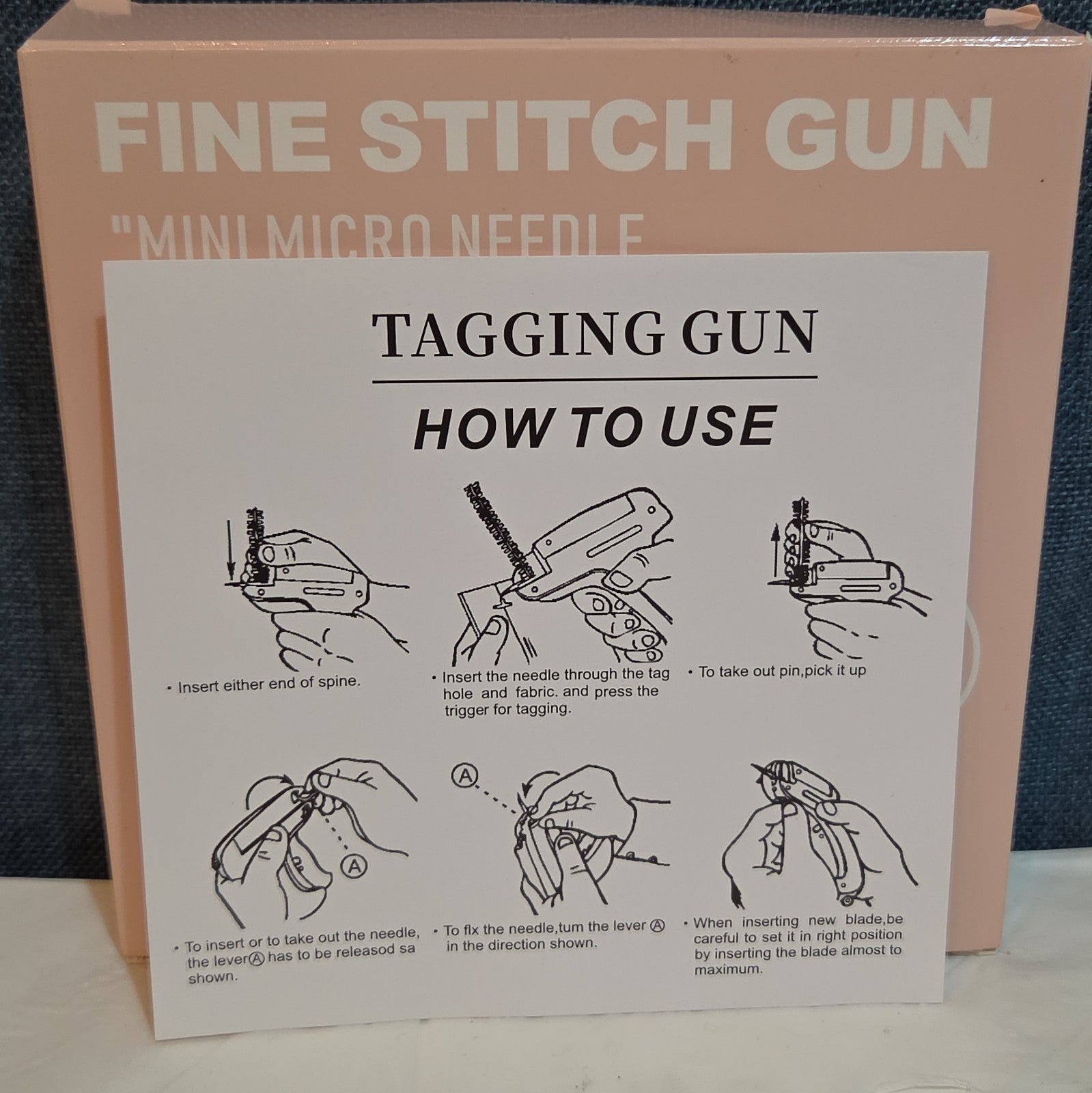 Fine Stitch Tagging Gun Micro Needle Fastener Clothing Tool Blue New OB