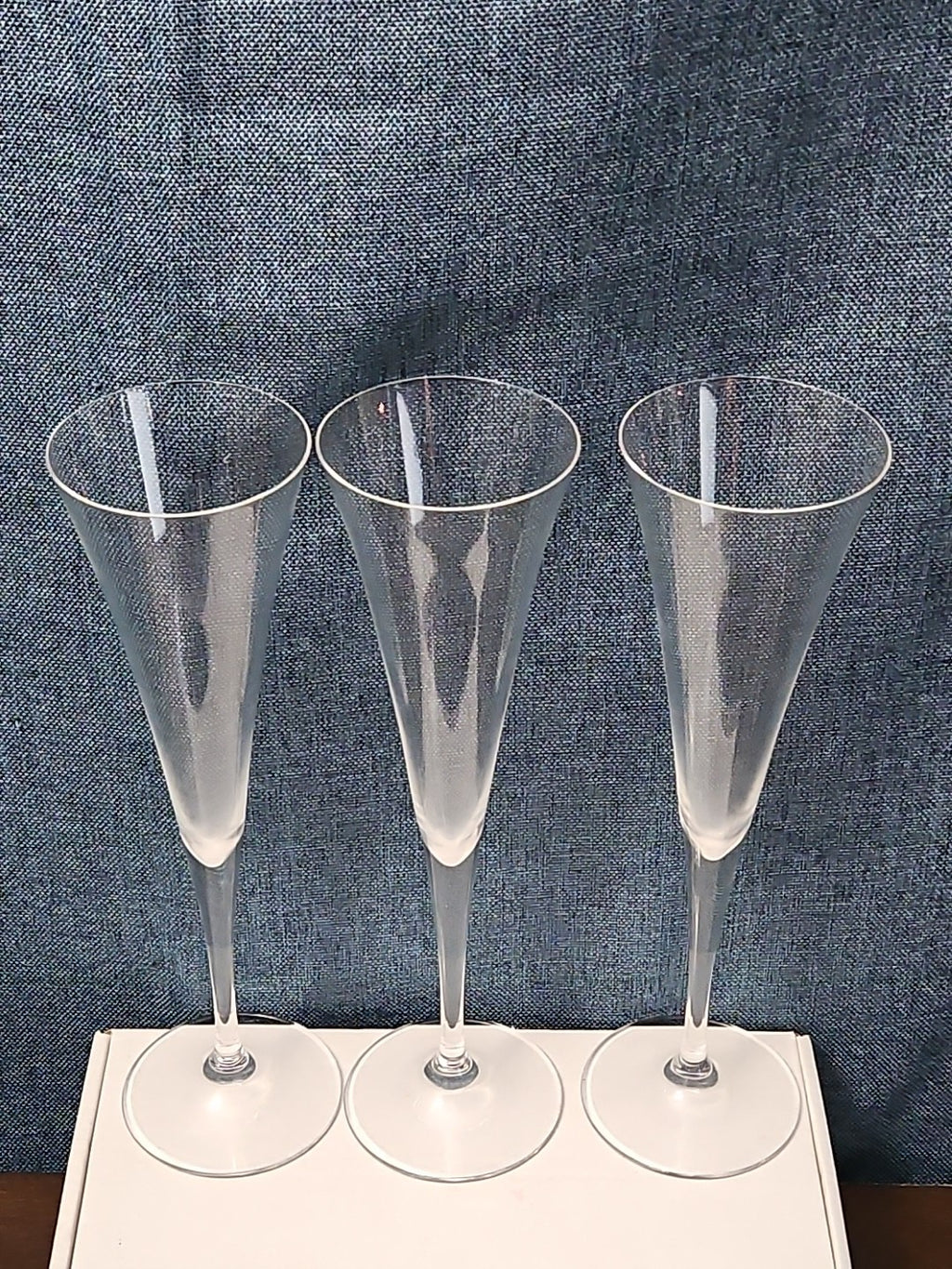 Set of 3 Tall Champagne Flutes | 9.5" Trumpet Shape | Elegant Clear Glass