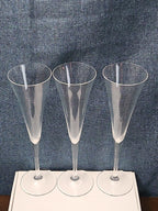 Set of 3 Tall Champagne Flutes | 9.5" Trumpet Shape | Elegant Clear Glass