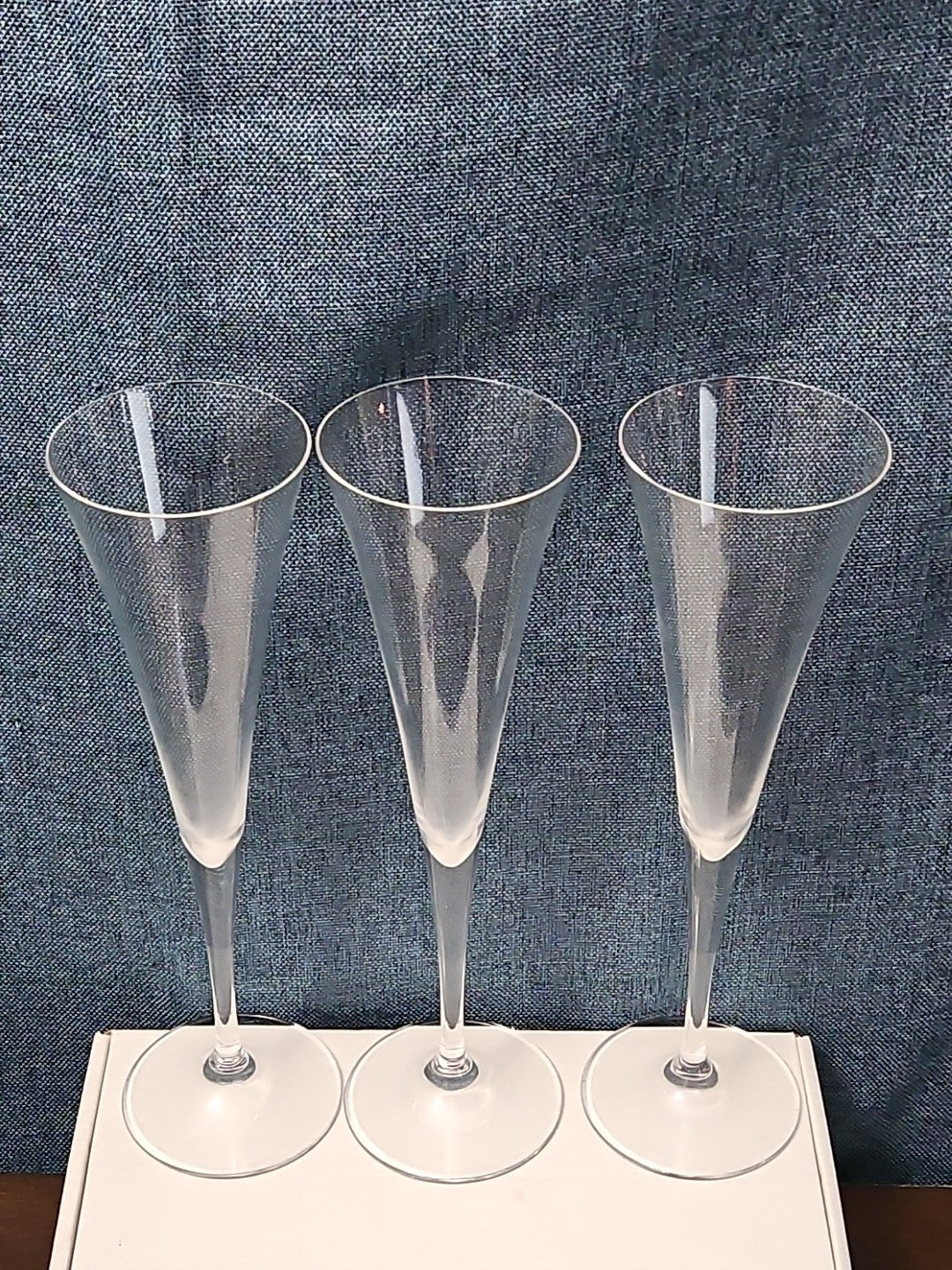 Set of 3 Tall Champagne Flutes | 9.5" Trumpet Shape | Elegant Clear Glass