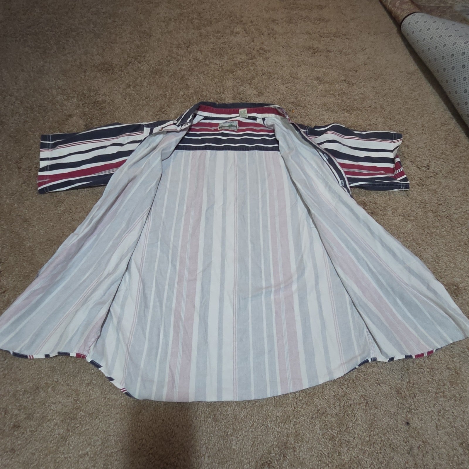 Pine Grove Striped Button Down Shirt Cotton Vintage 90s Retro Men Size M