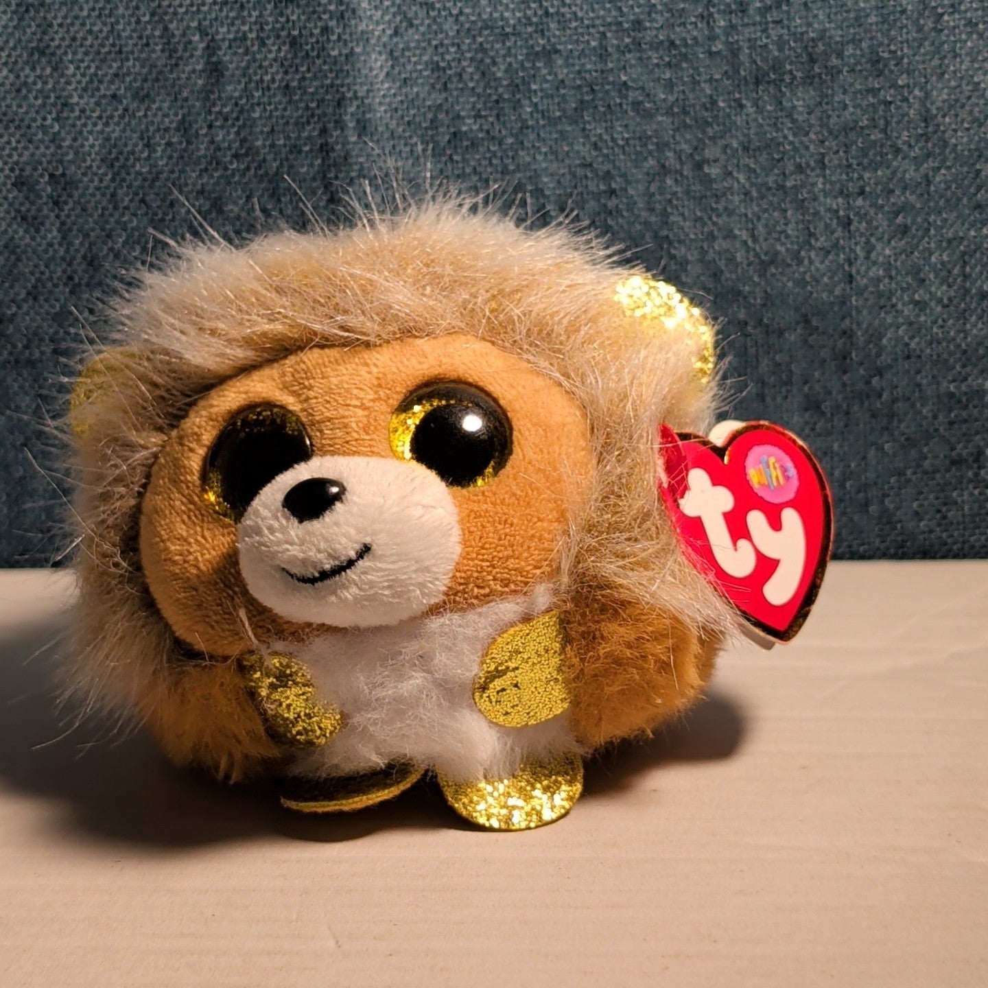 Ty Puffies CAESAR THE LION Beanie Ball 4" Plush | 2022 Mint with Tags MWMT Gold