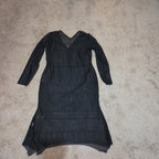 Black Lace Crochet Midi Tunic Dress Festival Whimsigoth XXL