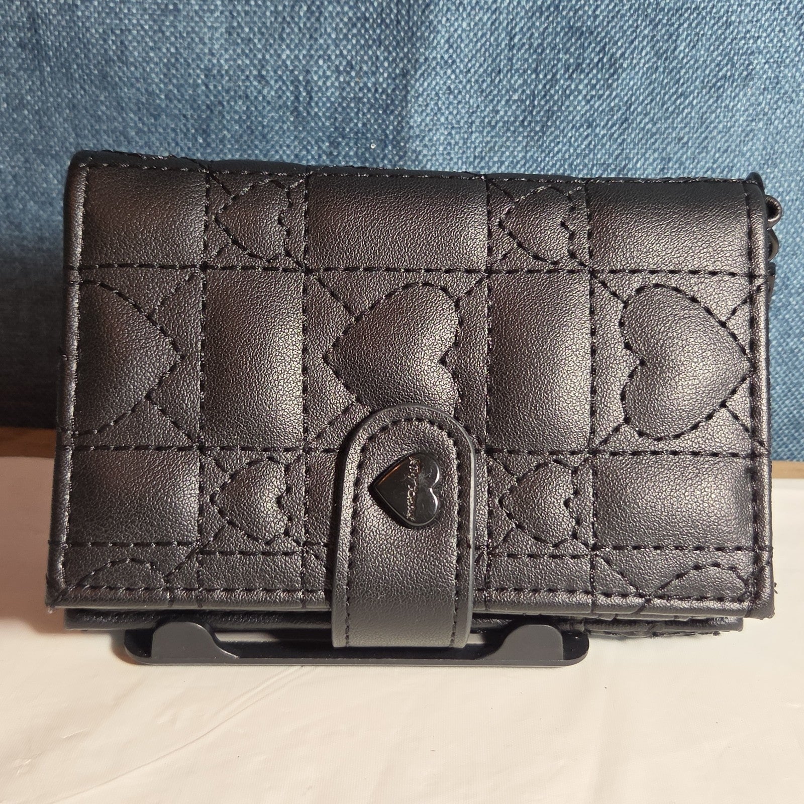 Betsey Johnson Luv Betsey Heart Quilted Wallet Y2K Goth