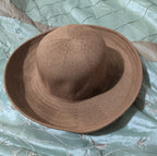 Scala Wide Brim Floppy Sun Hat Brown Acrylic Woven Packable Travel Retro
