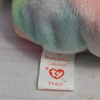 Ty Beanie Baby Peace Bear 1997 Retired - Unique Pastel Tie Dye Tag Protector