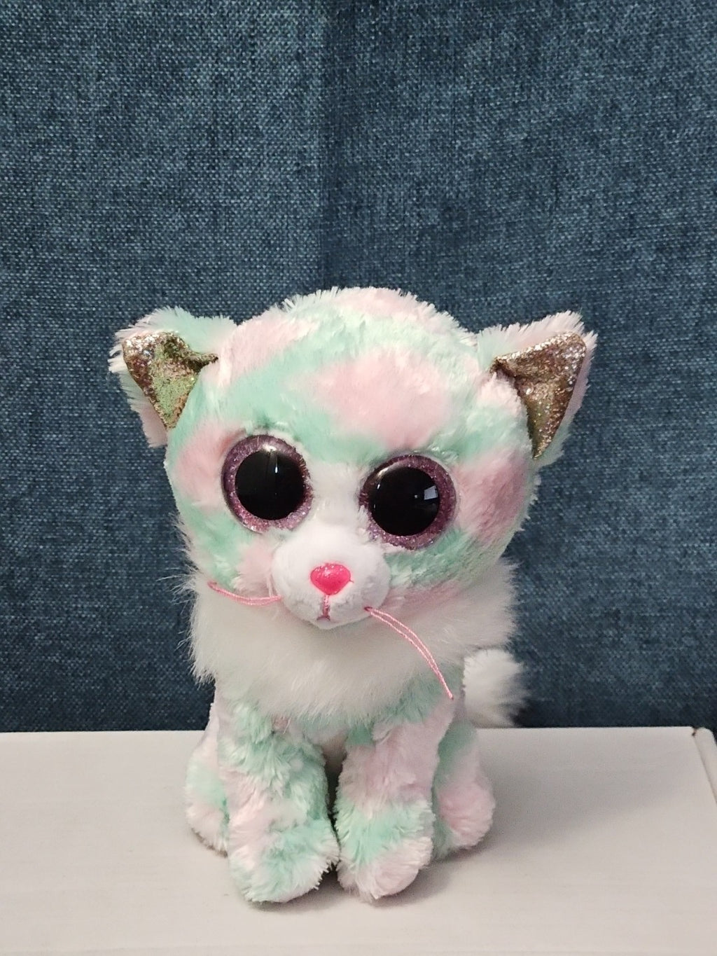 TY Beanie Boos Opal Cat Plush 6" | Pastel Pink & Green Tie Dye Kitty | No Tag