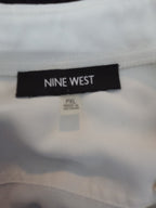 Nine West Blouse White Pocket Split Neck Career Top Gently Used Size PXL