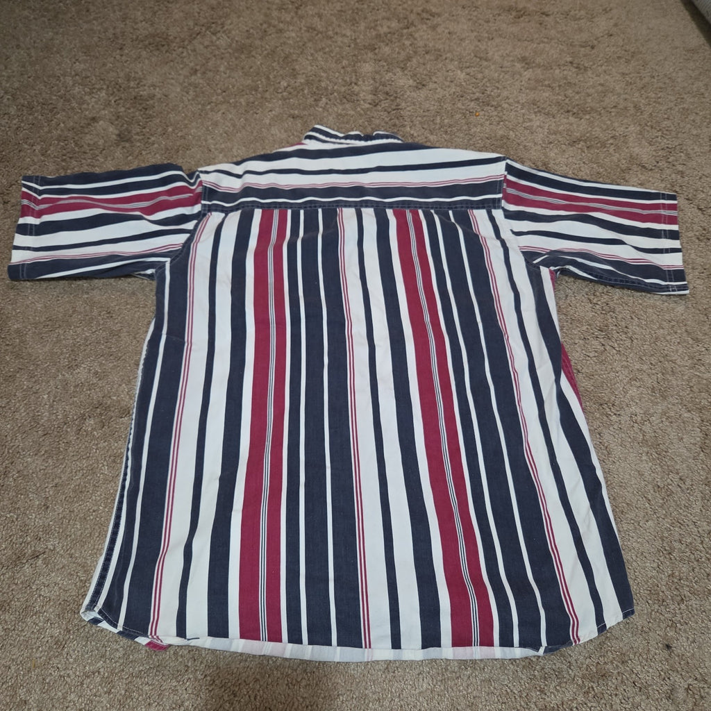 Pine Grove Striped Button Down Shirt Cotton Vintage 90s Retro Men Size M