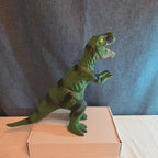 T-Rex Dinosaur Toy Soft Rubber Vinyl Tyrannosaurus Rex Green Black Stripe Figure