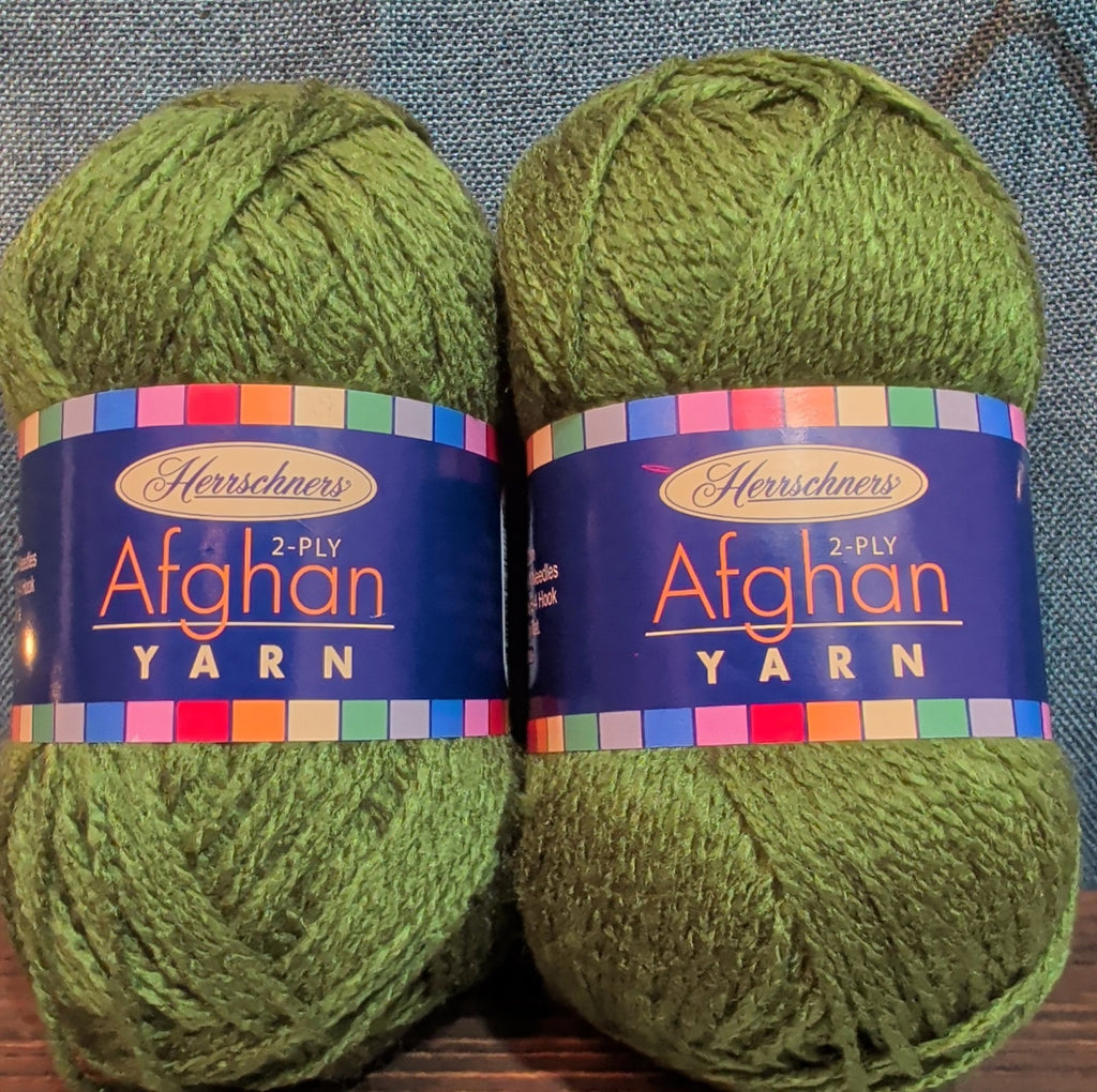 Herrschners Afghan Yarn 2 Ply Fern Green Acrylic 2 Skein Lot 0048