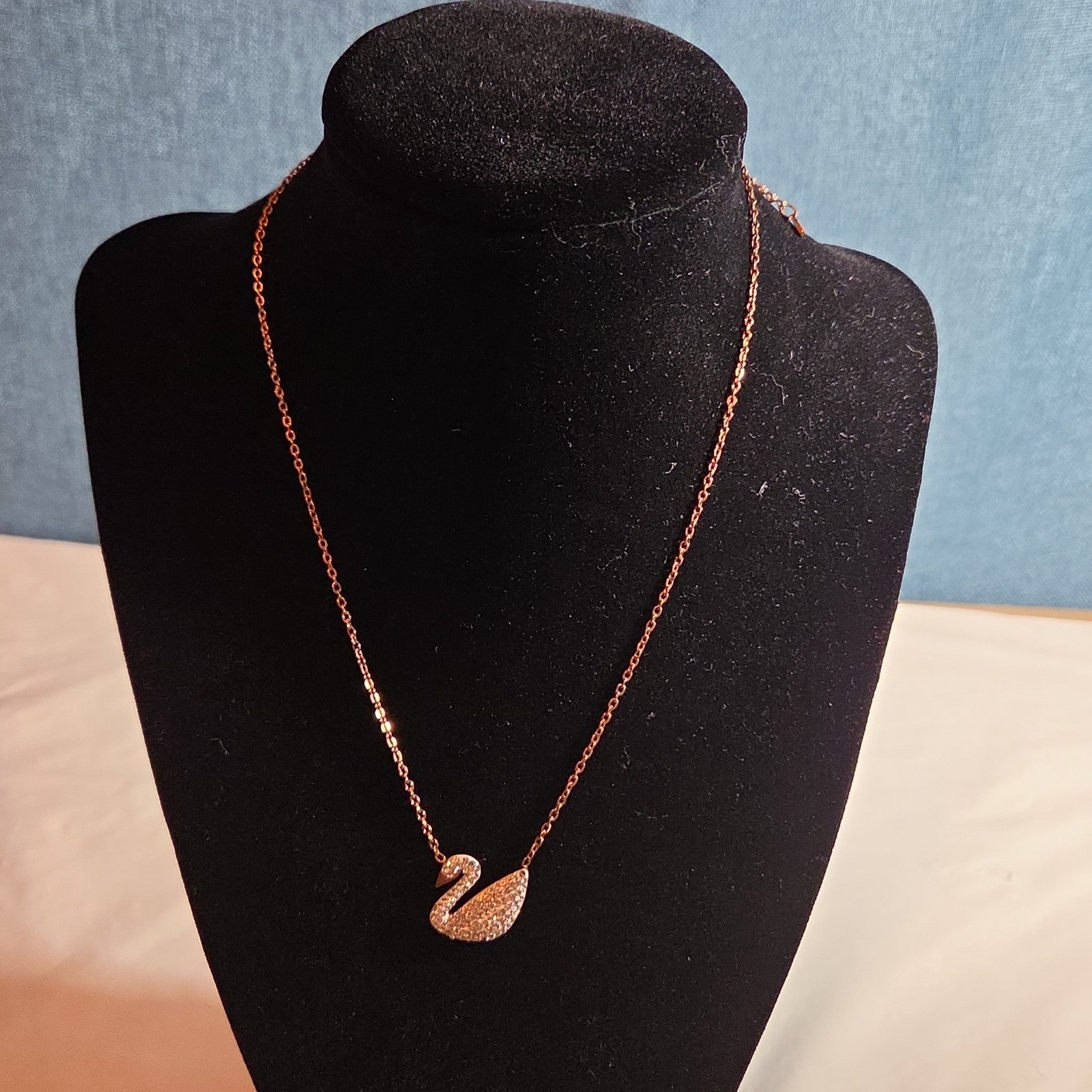 Rose Gold Tone Swan Pendant Stainless Steel Coquette NWT