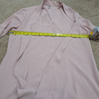 Anne Klein Blouse L Pink Tie Neck V-Neck Long Sleeve Career Top