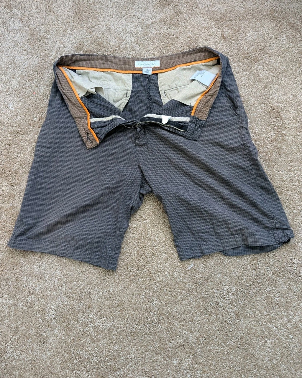 Quiksilver Edition Mens Shorts 34 Gray Micro Check Bermuda Walk Flat Front VTG