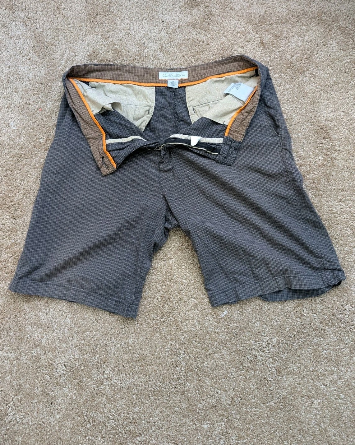 Quiksilver Edition Mens Shorts 34 Gray Micro Check Bermuda Walk Flat Front VTG