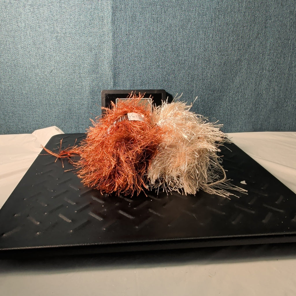 Lion Brand Fun Fur Yarn Copper & Champagne Eyelash Lot 2 Skeins 64yds Y2K NEW