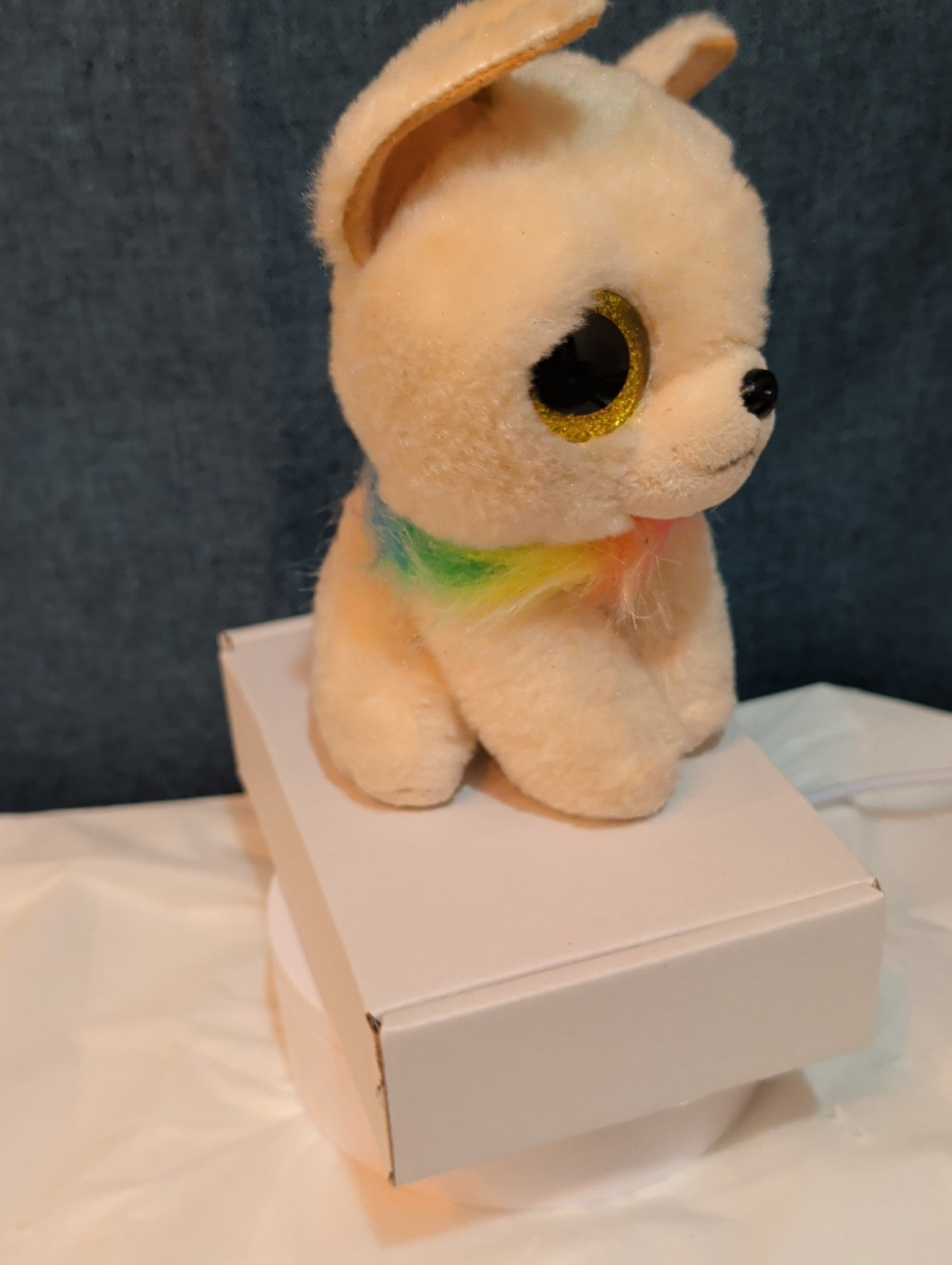 Ty Beanie Boos Chewey Chihuahua Rainbow Collar Gold Glitter Eyes 6" Plush