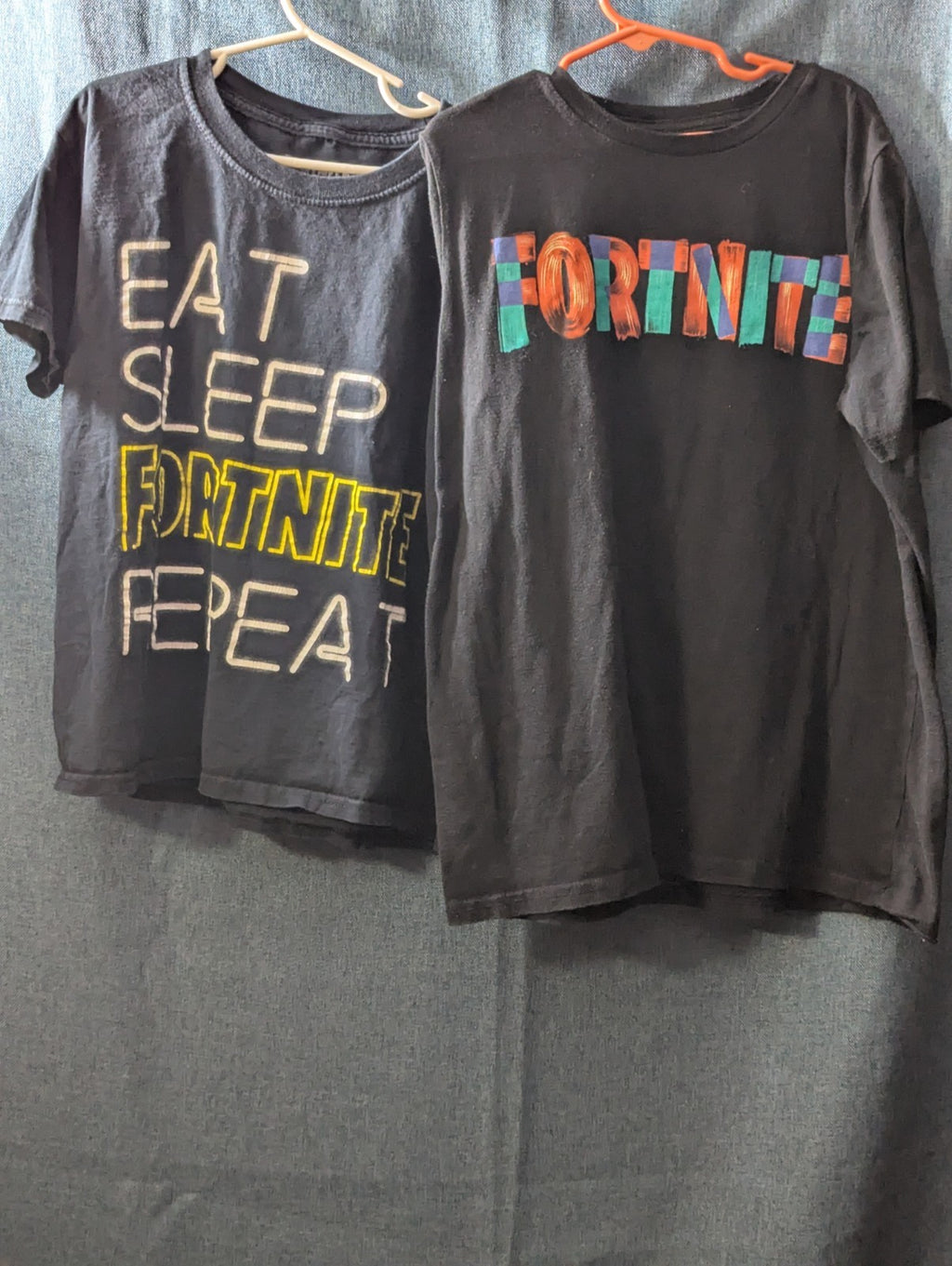 Set Of 2 Fortnite Boys T-Shirts Size L (10-12) Black Graphic Tees Gamer Shirts