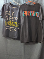 Set Of 2 Fortnite Boys T-Shirts Size L (10-12) Black Graphic Tees Gamer Shirts