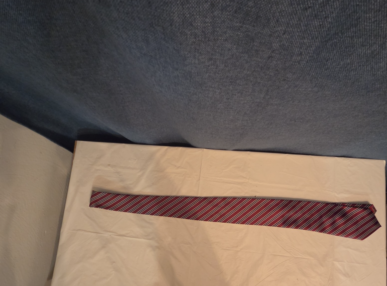Bergamo New York Tie Burgundy Red Silver Striped Mens Silk Necktie Regimental