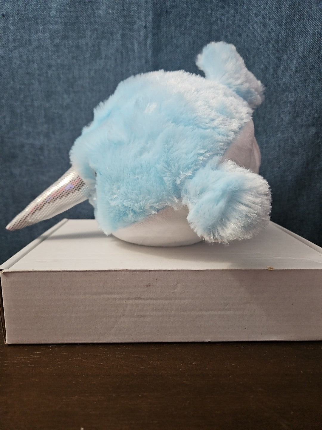 Blue Narwhal Plush Ball Toy 8.25" Inflatable Bouncy Stuffed Animal Sensory Play