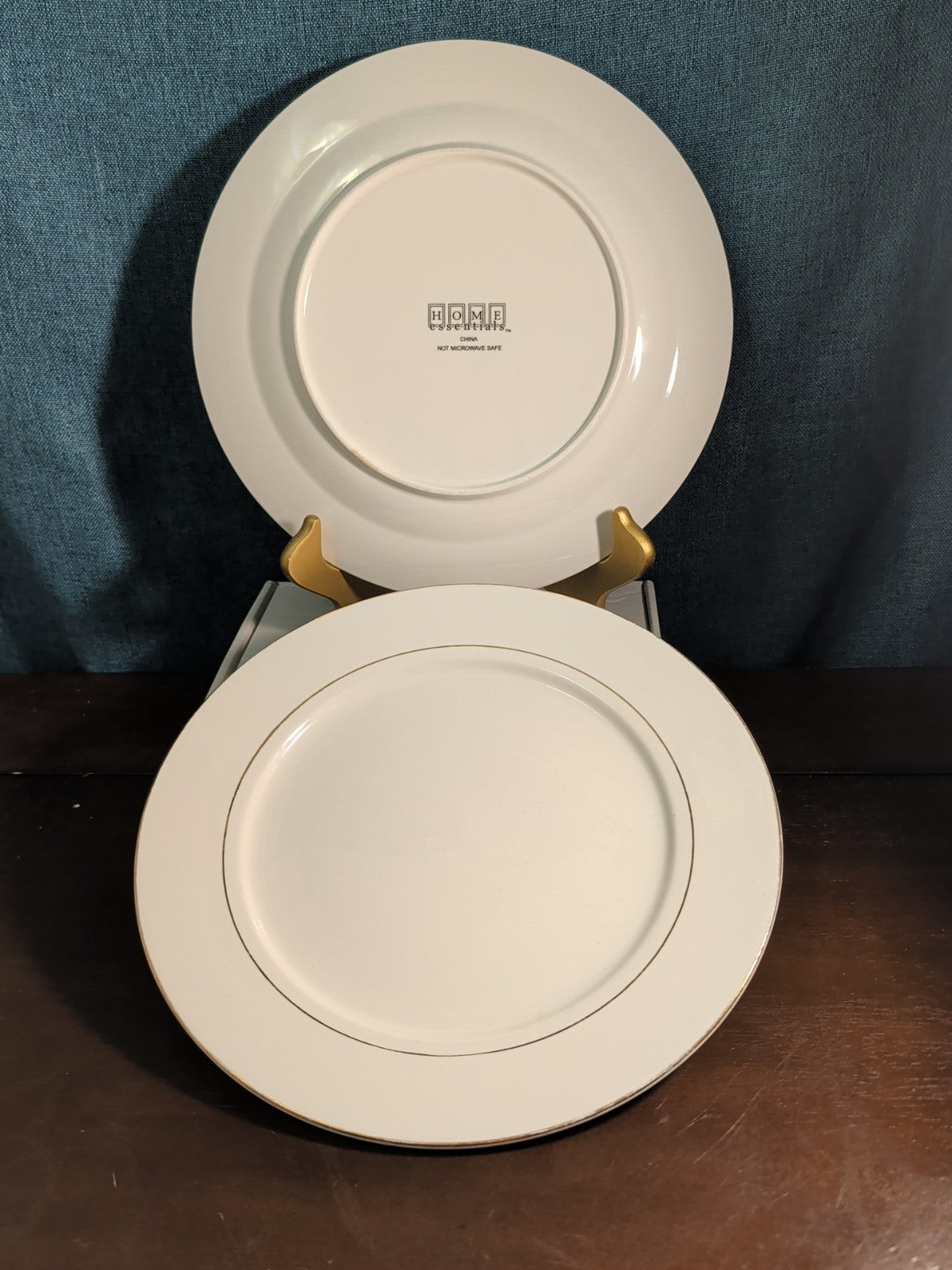 Home Essentials China Dinner Plate White with Gold Rim Individual Replacement