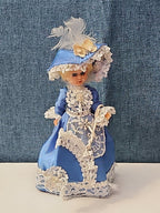 Vintage Brussels Souvenir Doll | 6" Belgium Blue Dress | "Bruxelles" Lace Apron