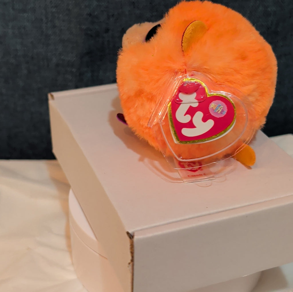 Ty Puffies Coconut The Monkey Plush Toy Orange 3" Glitter Eyes 2021 MWMT