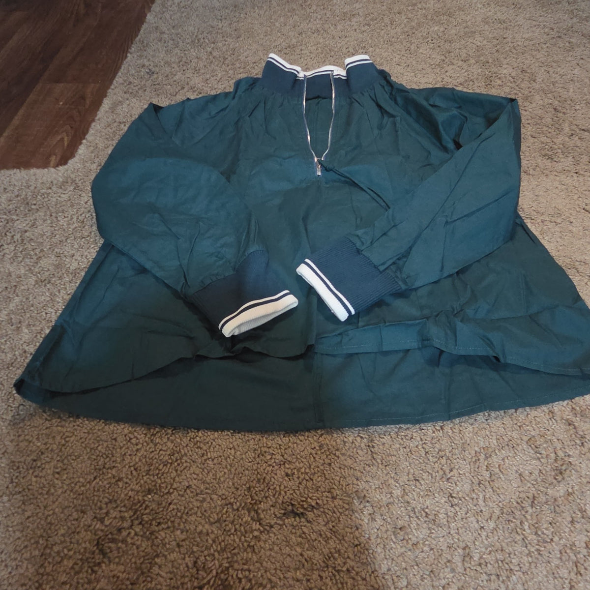 1/4 Zip Pullover Green Jacket Retro Slouchy Size S Casual Windbreaker