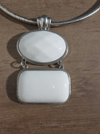 White Stone Pendant Silver Tone Omega Collar Choker Statement Necklace