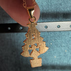 Christmas Tree Necklace Earring Set Gold Tone Enamel Holiday
