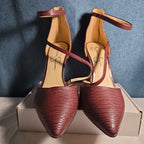 Jessica Simpson Wine Snakeskin Pumps 9M Ankle Strap Pointed Toe Zipper Heels 40