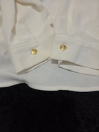 Nine West Blouse White Pocket Split Neck Career Top Gently Used Size PXL