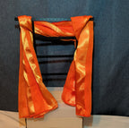 Vintage Orange Striped Scarf Sheer Satin Oblong Rectangular Wrap Retro