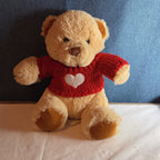Avon 2010 Teddy Bear Plush Red Knit Heart Sweater Tan 9" Valentine