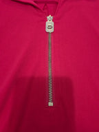Michael Kors Blouse Red Zip Top Women Large Roll Tab Sleeve Jersey Shirt Used
